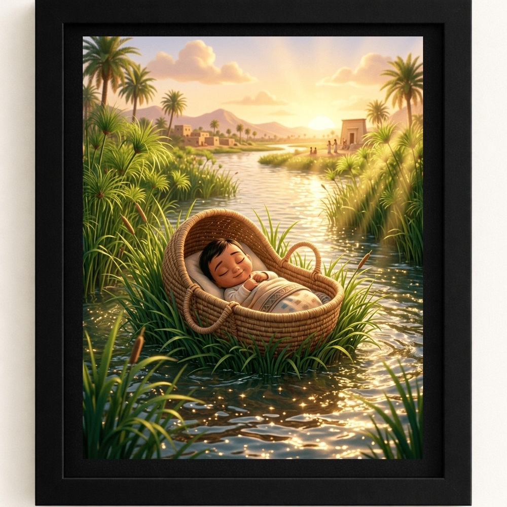 Baby Moses Biblical Art Print In A 8x10 Frame